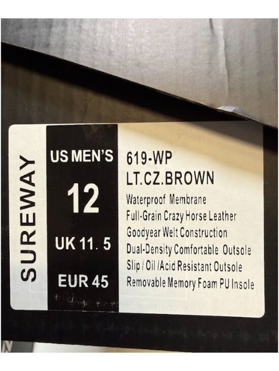 Sureway Mens Moc Toe Waterproof Work Boots Light Brown Size 12 NEW